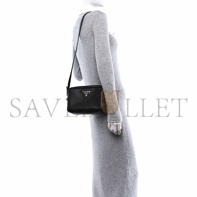 PRADA LEATHER CAMERA BAG SHOULDER BAG 1BH192 (19*12*6cm)